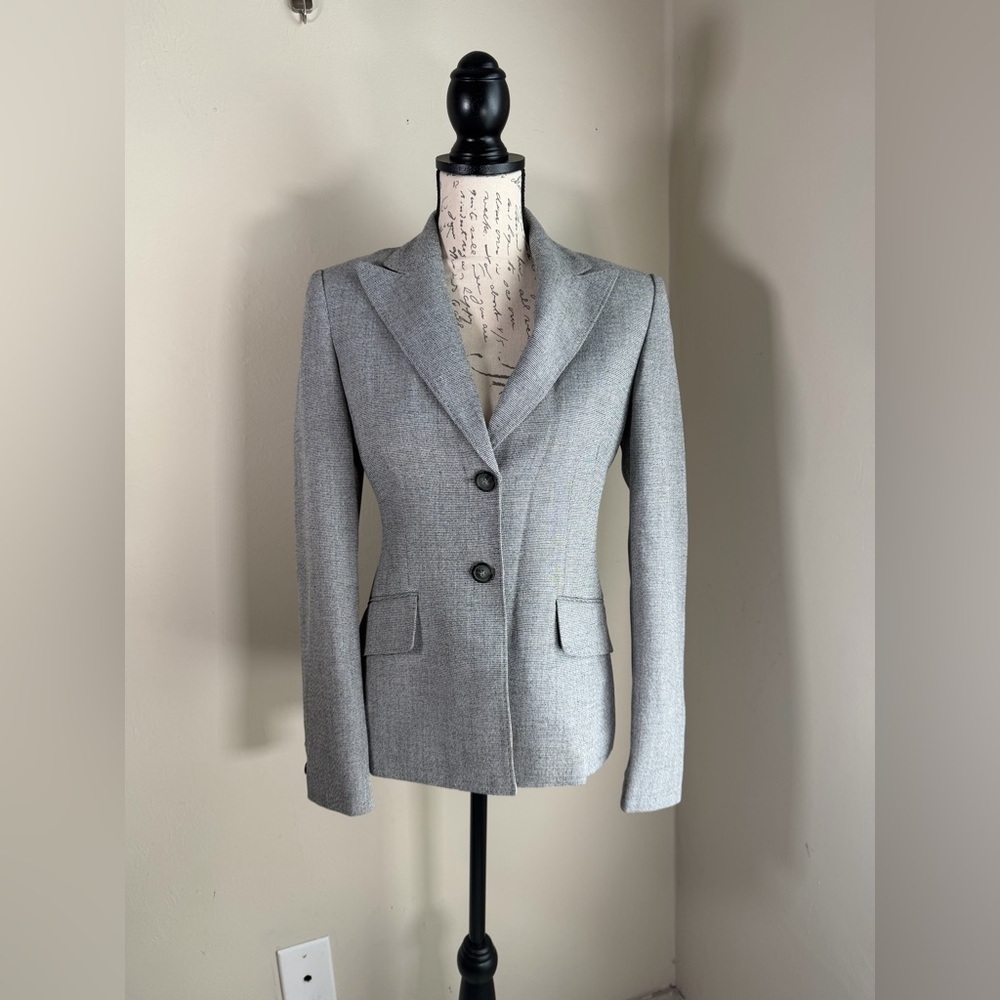 Anne Klein Gray Two-Button Tailored Blazer